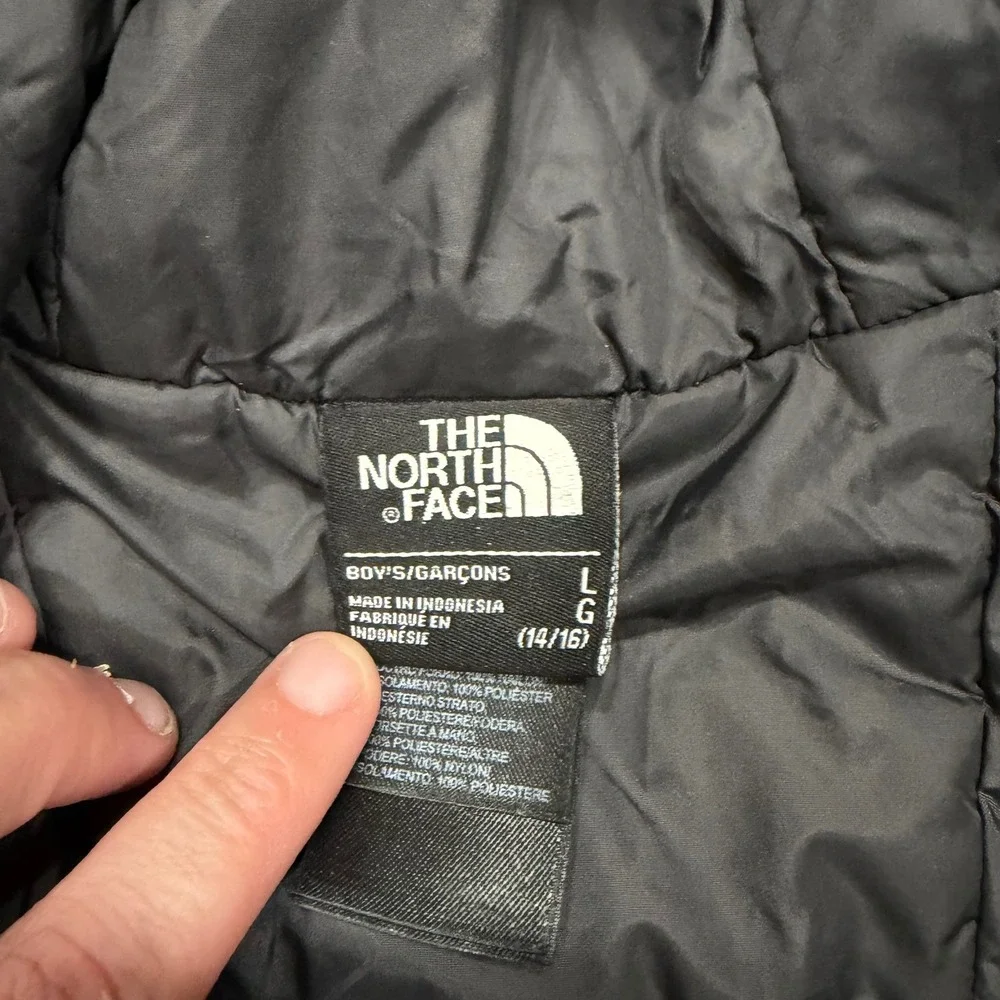 The North Face Boys WindWall Hooded Jacket Blue Colorblock Size L 14/16 Ripstop